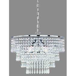 ORIENT SOSPENSIONE MODERNA IN METALLO CROMO CON PENDAGLI IN ACRILICO TRASPARENTE DIAMETRO CM 42 RL - Cristalensi Shop Online