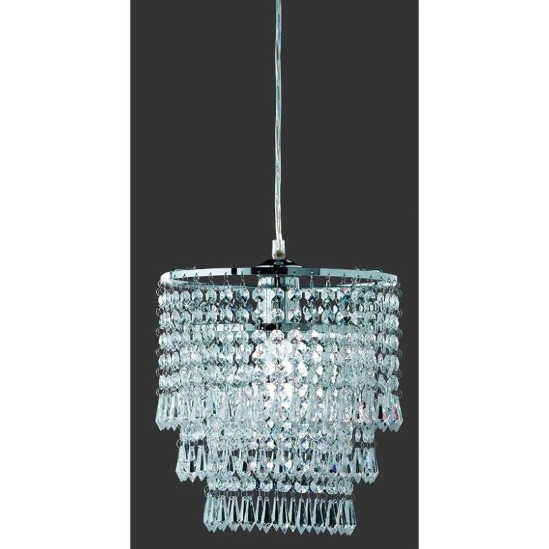 ORIENT SOSPENSIONE MODERNA IN METALLO CROMO CON PENDAGLI IN ACRILICO TRASPARENTE DIAMETRO CM 25 RL - Cristalensi Shop Online