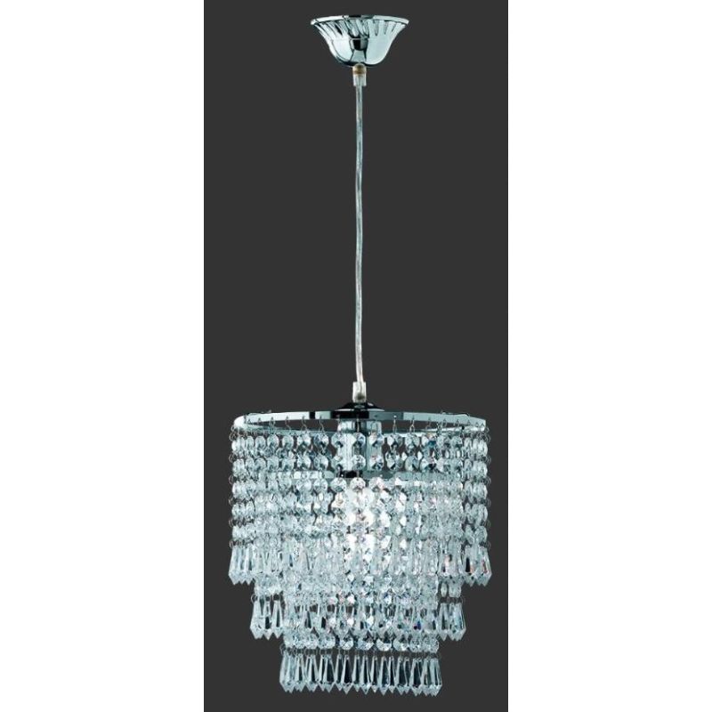 ORIENT SOSPENSIONE MODERNA IN METALLO CROMO CON PENDAGLI IN ACRILICO TRASPARENTE DIAMETRO CM 25 RL - Cristalensi Shop Online