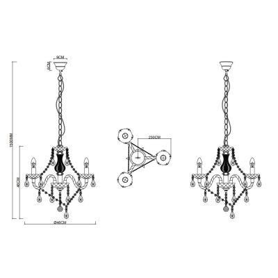 LUSTER LAMPADARIO A SOSPENSIONE 3 LUCI IN METALLO E ACRILICO 3 COLORI D46 STILE CLASSICO RL - Cristalensi Shop Online