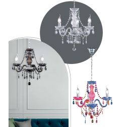 LUSTER LAMPADARIO A SOSPENSIONE 3 LUCI IN METALLO E ACRILICO 3 COLORI D46 STILE CLASSICO RL - Cristalensi Shop Online