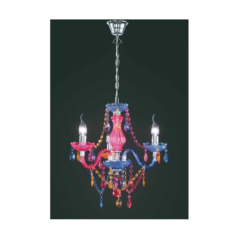 LUSTER LAMPADARIO A SOSPENSIONE 3 LUCI IN METALLO E ACRILICO 3 COLORI D46 STILE CLASSICO RL - Cristalensi Shop Online