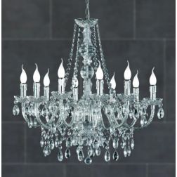 LUSTER LAMPADARIO A SOSPENSIONE 10 LUCI IN METALLO CROMO E ACRILICO TRASPARENTE D76 CM STILE CLASSICO RL - Cristalensi Shop Onli