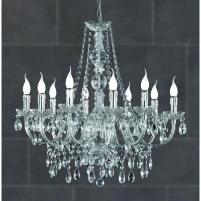 LUSTER LAMPADARIO A SOSPENSIONE 10 LUCI IN METALLO CROMO E ACRILICO TRASPARENTE D76 CM STILE CLASSICO RL - Cristalensi Shop Onli