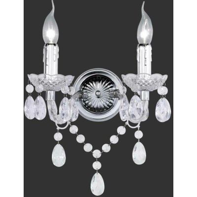 LUSTER APPLIQUE 2 LUCI IN METALLO CROMO E ACRILICO TRASPARENTE STILE CLASSICO LAMPADINE 2XE14 RL - Cristalensi Shop Online