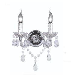 LUSTER APPLIQUE 2 LUCI IN METALLO CROMO E ACRILICO TRASPARENTE STILE CLASSICO LAMPADINE 2XE14 RL - Cristalensi Shop Online 2