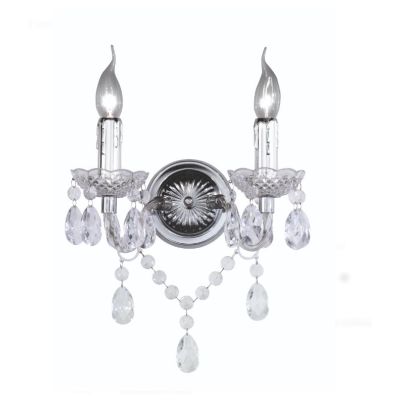 LUSTER APPLIQUE 2 LUCI IN METALLO CROMO E ACRILICO TRASPARENTE STILE CLASSICO LAMPADINE 2XE14 RL - Cristalensi Shop Online