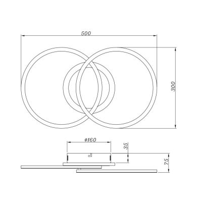 VENIDA PLAFONIERA 2 CERCHI FINITURA NERA O TITANIO LED 25W LUCE 3000K DIMMERABILE RL - Cristalensi Shop Online