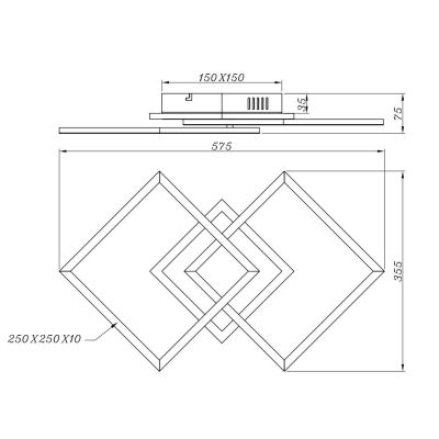 VENIDA PLAFONIERA 2 QUADRATI FINITURA NERA O TITANIO LED 25W LUCE 3000K DIMMERABILE RL - Cristalensi Shop Online
