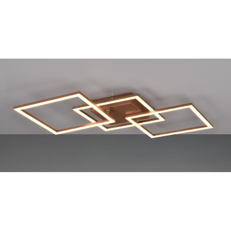 TRAIL PLAFONIERA LED 31W LUCE 3000K O 4000K FINITURA NERA, CAFFE, TITANIO O BIANCA CON 3 QUADRI ORIENTABILI MODERNA RL - Cristal