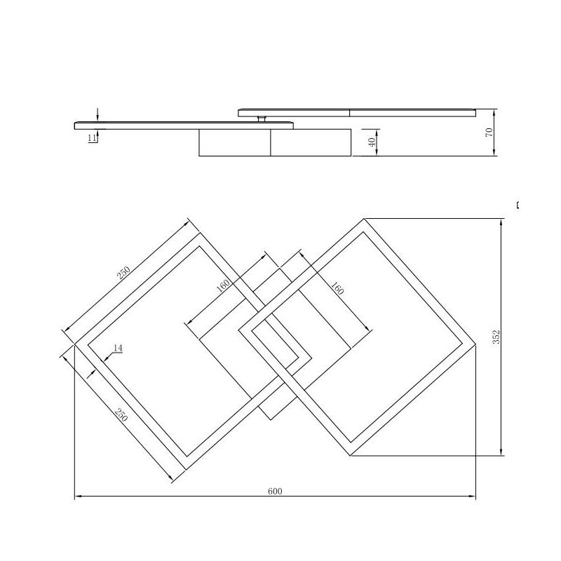 TRAIL PLAFONIERA LED 20W LUCE 3000K O 4000K FINITURA NERA, CAFFE, TITANIO O BIANCA CON 2 QUADRI ORIENTABILI MODERNA RL - Cristal