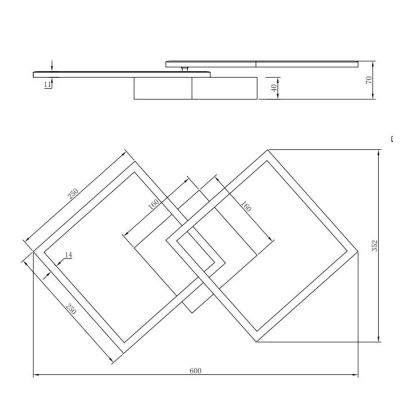 TRAIL PLAFONIERA LED 20W LUCE 3000K O 4000K FINITURA NERA, CAFFE, TITANIO O BIANCA CON 2 QUADRI ORIENTABILI MODERNA RL - Cristal