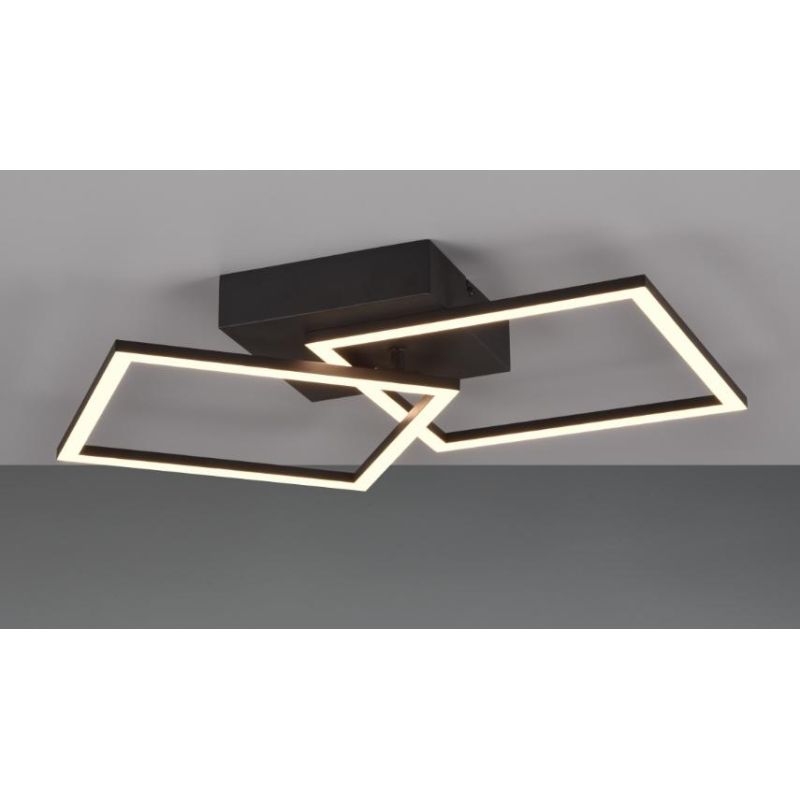 TRAIL PLAFONIERA LED 20W LUCE 3000K O 4000K FINITURA NERA, CAFFE, TITANIO O BIANCA CON 2 QUADRI ORIENTABILI MODERNA RL - Cristal