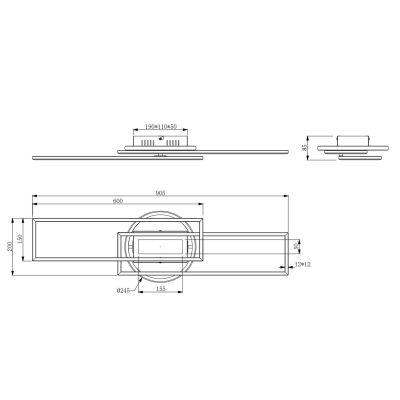 TWISTER PLAFONIERA LED 30W LUCE DIMMERABILE IN METALLO 5 COLORI CON RETTANGOLI ORIENTABILI RL - Cristalensi Shop Online