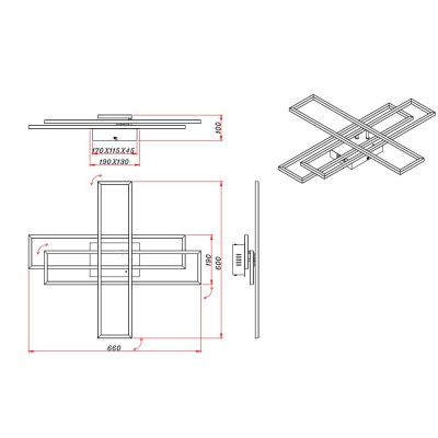 CORSO PLAFONIERA LED 36W LUCE DIMMERABILE IN METALLO 3 COLORI CON RETTANGOLI ORIENTABILI RL - Cristalensi Shop Online