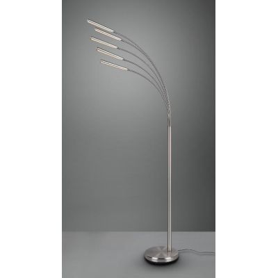 REED PIANTANA MODERNA AD ARCO CON LED 20W LUCE 3000K CON 5 BRACCI IN METALLO NERO O NICHEL ALTEZZA CM 195 RL - Cristalensi Shop 