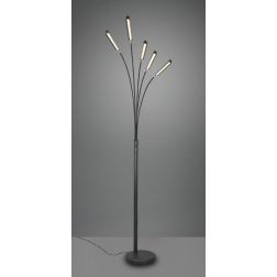 REED PIANTANA MODERNA AD ARCO CON LED 20W LUCE 3000K CON 5 BRACCI IN METALLO NERO O NICHEL ALTEZZA CM 195 RL - Cristalensi Shop  2