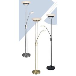 ORSON PIANTANA MODERNA IN METALLO 3 COLORI CON 2 DIFFUSORI IN VETRO ALTEZZA CM 180 LED 34W LUCE 3000K RL - Cristalensi Shop Onli