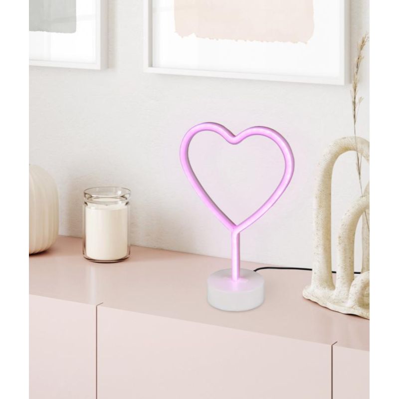 HEART MODERNA LAMPADA DA TAVOLO DECORATIVA LED 1.5W PER CAMERETTE E SALOTTI IN PLASTICA BIANCA RL - Cristalensi Shop Online