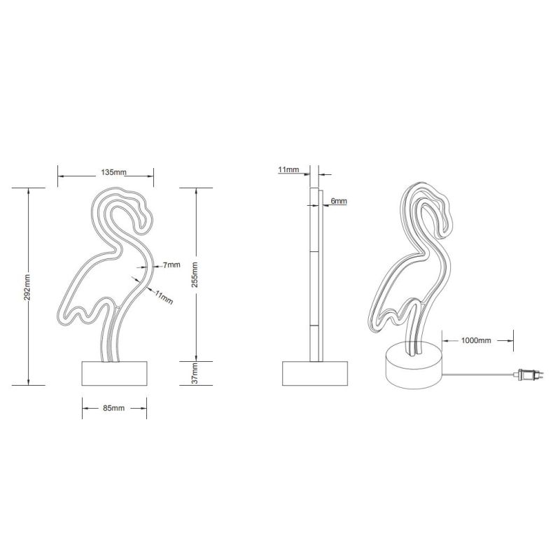FLAMINGO MODERNA LAMPADA DA TAVOLO DECORATIVA LED 1.5W PER CAMERETTE E SALOTTI IN PLASTICA BIANCA RL - Cristalensi Shop Online