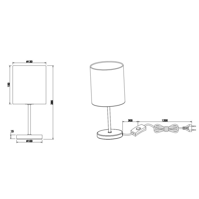 JERRY LAMPADA DA TAVOLO MODERNA IN METALLO E TESSUTO 3 COLORI LAMPADINA 1XE14 RL - Cristalensi Shop Online