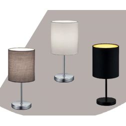 JERRY LAMPADA DA TAVOLO MODERNA IN METALLO E TESSUTO 3 COLORI LAMPADINA 1XE14 RL - Cristalensi Shop Online