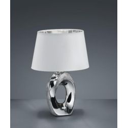 TABA LAMPADA DA TAVOLO IN CERAMICA ORO O ARGENTO CON PARALUME IN TESSUTO ALTEZZA CM 33 LAMPADINA 1XE14 RL - Cristalensi Shop Onl 2