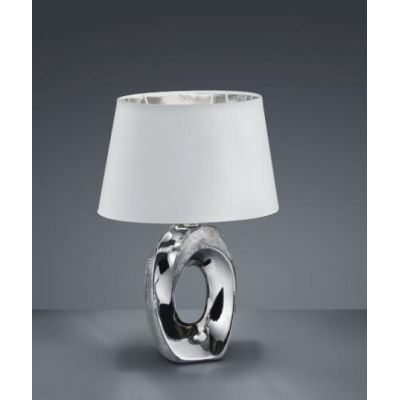 TABA LAMPADA DA TAVOLO IN CERAMICA ORO O ARGENTO CON PARALUME IN TESSUTO ALTEZZA CM 33 LAMPADINA 1XE14 RL - Cristalensi Shop Onl