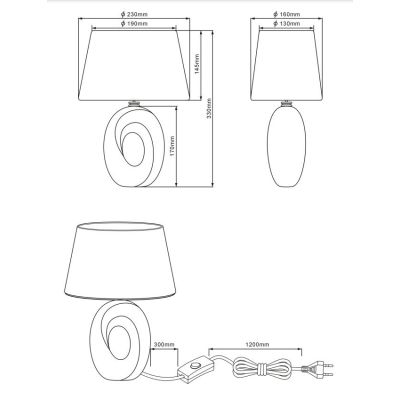 TABA LAMPADA DA TAVOLO IN CERAMICA ORO O ARGENTO CON PARALUME IN TESSUTO ALTEZZA CM 33 LAMPADINA 1XE14 RL - Cristalensi Shop Onl