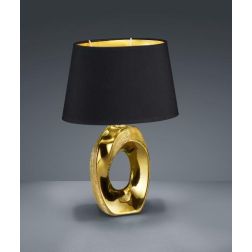 TABA LAMPADA DA TAVOLO IN CERAMICA ORO O ARGENTO CON PARALUME IN TESSUTO ALTEZZA CM 33 LAMPADINA 1XE14 RL - Cristalensi Shop Onl