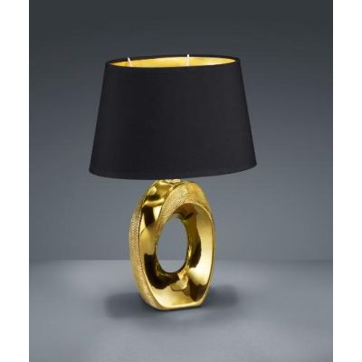 TABA LAMPADA DA TAVOLO IN CERAMICA ORO O ARGENTO CON PARALUME IN TESSUTO ALTEZZA CM 33 LAMPADINA 1XE14 RL - Cristalensi Shop Onl
