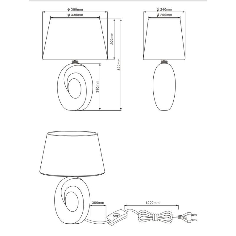 TABA LAMPADA DA TAVOLO IN CERAMICA ORO O ARGENTO CON PARALUME IN TESSUTO ALTEZZA CM 52 LAMPADINA 1XE27 RL - Cristalensi Shop Onl