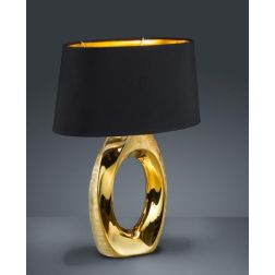 TABA LAMPADA DA TAVOLO IN CERAMICA ORO O ARGENTO CON PARALUME IN TESSUTO ALTEZZA CM 52 LAMPADINA 1XE27 RL - Cristalensi Shop Onl 2