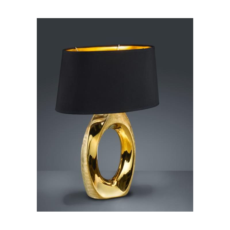TABA LAMPADA DA TAVOLO IN CERAMICA ORO O ARGENTO CON PARALUME IN TESSUTO ALTEZZA CM 52 LAMPADINA 1XE27 RL - Cristalensi Shop Onl