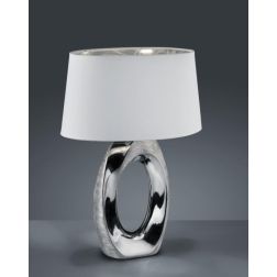 TABA LAMPADA DA TAVOLO IN CERAMICA ORO O ARGENTO CON PARALUME IN TESSUTO ALTEZZA CM 52 LAMPADINA 1XE27 RL - Cristalensi Shop Onl