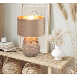 KIRAN LAMPADA DA TAVOLO IN CERAMICA CON PARALUME IN VELLUTO ALTEZZA CM 38 LAMPADINA 1XE27 RL - Cristalensi Shop Online