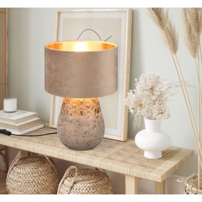 KIRAN LAMPADA DA TAVOLO IN CERAMICA CON PARALUME IN VELLUTO ALTEZZA CM 38 LAMPADINA 1XE27 RL - Cristalensi Shop Online