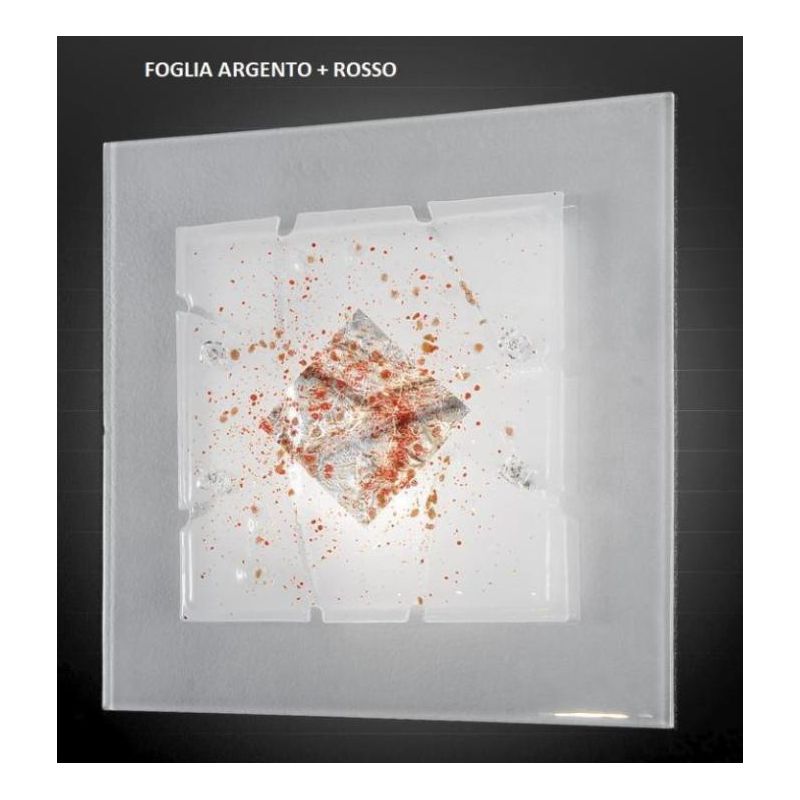 MIAMI PLAFONIERA CM 50x50 IN VETRO IN FOGLIA ORO O ARGENTO CON 7 DECORI MADE IN ITALY Familamp - Cristalensi Shop Online