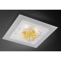 MIAMI PLAFONIERA CM 50x50 IN VETRO IN FOGLIA ORO O ARGENTO CON 7 DECORI MADE IN ITALY Familamp - Cristalensi Shop Online