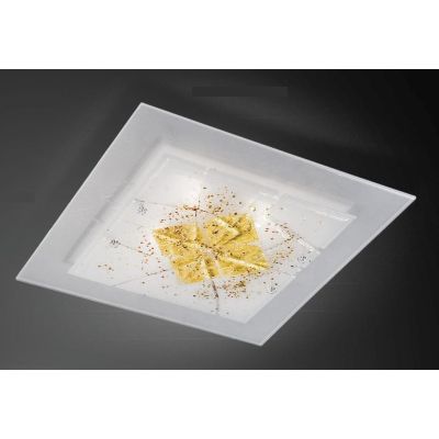 MIAMI PLAFONIERA CM 50x50 IN VETRO IN FOGLIA ORO O ARGENTO CON 7 DECORI MADE IN ITALY Familamp - Cristalensi Shop Online