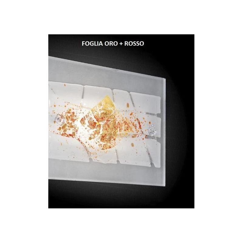 MIAMI PLAFONIERA CM 50x50 IN VETRO IN FOGLIA ORO O ARGENTO CON 7 DECORI MADE IN ITALY Familamp - Cristalensi Shop Online