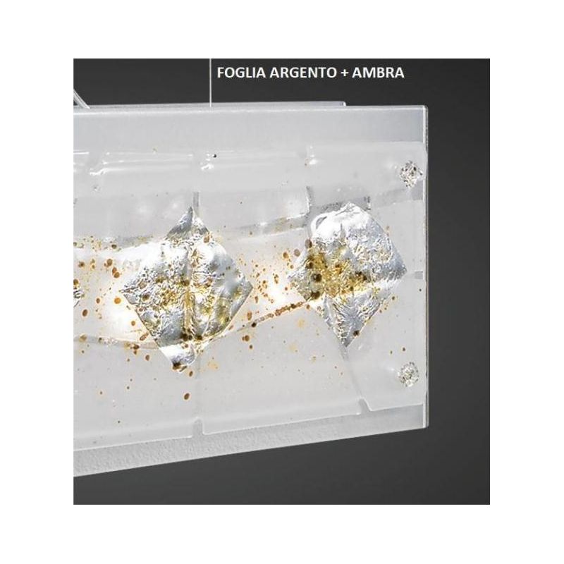 MIAMI PLAFONIERA CM 50x50 IN VETRO IN FOGLIA ORO O ARGENTO CON 7 DECORI MADE IN ITALY Familamp - Cristalensi Shop Online