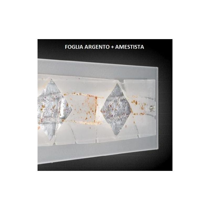 MIAMI PLAFONIERA CM 50x50 IN VETRO IN FOGLIA ORO O ARGENTO CON 7 DECORI MADE IN ITALY Familamp - Cristalensi Shop Online