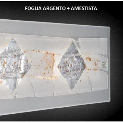 MIAMI PLAFONIERA CM 50x50 IN VETRO IN FOGLIA ORO O ARGENTO CON 7 DECORI MADE IN ITALY Familamp - Cristalensi Shop Online