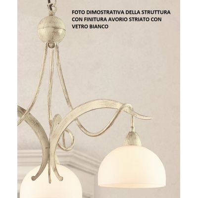 1720-1S SOSPENSIONE SINGOLA DIAMETRO 36 CM DI LAM EXPORT STRUTTURA COL. AVORIO CON VETRO BIANCO LAM EXPORT - Cristalensi Shop On