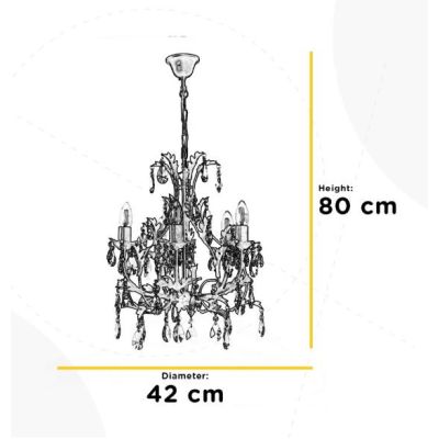 BOTTE LAMPADARIO CLASSICO 5 LUCI IN METALLO BRONZO CON PENDAGLI IN CRISTALLO E LAMPADINE A VISTA CRISTALENSI LIGHT - Cristalensi