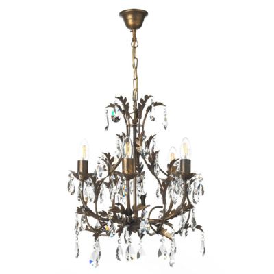 BOTTE LAMPADARIO CLASSICO 5 LUCI IN METALLO BRONZO CON PENDAGLI IN CRISTALLO E LAMPADINE A VISTA CRISTALENSI LIGHT - Cristalensi