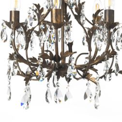 BOTTE LAMPADARIO CLASSICO 5 LUCI IN METALLO BRONZO CON PENDAGLI IN CRISTALLO E LAMPADINE A VISTA CRISTALENSI LIGHT - Cristalensi 2