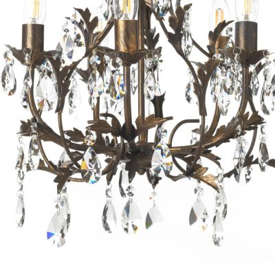 BOTTE LAMPADARIO CLASSICO 5 LUCI IN METALLO BRONZO CON PENDAGLI IN CRISTALLO E LAMPADINE A VISTA CRISTALENSI LIGHT - Cristalensi