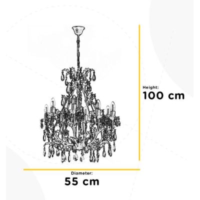 BOTTE LAMPADARIO CLASSICO 8 LUCI IN METALLO BRONZO CON PENDAGLI IN CRISTALLO E LAMPADINE A VISTA CRISTALENSI LIGHT - Cristalensi